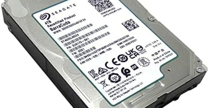 Seagate BarraCuda Internal Hard Drive 4TB SATA 6Gb/s 128MB Cache 2.5-Inch 15mm (ST4000LM024) (Renewed),Mechanical Hard Disk