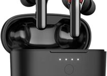 Tribit FlyBuds C1 Wireless Earbuds, Qualcomm QCC3040 Bluetooth 5.2, 4 Mics CVC 8.0 Call Noise Reduction 50H Playtime Clear Calls Volume Control True Wireless Bluetooth Earbuds Earphones, Black