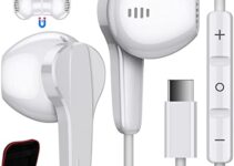 USB C Headphones for iPad Pro, Type C Wired Earphones Noise Cancelling Earbuds with Mic Stereo Volume Control for Samsung S23 Ultra S22 A53 Galaxy Z Flip 3 Pixel 7 7A 7Pro Tablet Fold OnePlus 11 10 9