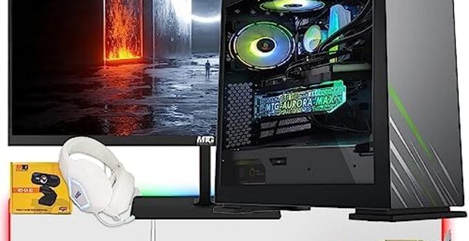 MTG Aurora Max Gaming Tower PC- Intel i7 4th Gen, GTX 1660S 6GB, 16GB ARGB RAM, 1TB NVME, 27 Inch 165HZ Gaming Monitor, Liquid Cooling, 4 in 1 Gaming Kit, Webcam, Win 10 Pro