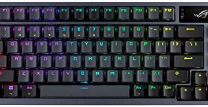 ASUS ROG Azoth 75% Wireless DIY Custom Gaming Keyboard, OLED Display, Gasket-Mount, Three-Layer Dampening, Hot-Swappable Pre-lubed ROG NX Blue Switches & Keyboard Stabilizers, ABS Keycaps, RGB-Black