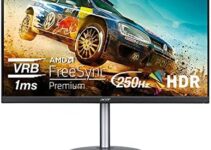 Acer Nitro 24.5″ Full HD 1920 x 1080 PC Gaming Monitor | AMD FreeSync Premium | Up to 250Hz Refresh | 1ms (VRB) | ZeroFrame | ErgoStand | 1 x Display Port 1.2 & 2 x HDMI 2.0 Ports | XFA253Q Zbiipr