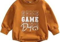 Baby Girl Boy Football Outfit Game Day Onesie Football Sweatshirt Romper Oversized Bodysuit Fall Winter Clothes