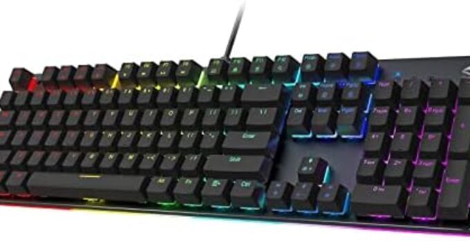 Black Shark RGB Mechanical Gaming Keyboard LED Backlit Wired Keyboard with Blue Switches, Fully Programmable, Anti-Ghosting 104 Keys for Desktop PC, Sixgill K2