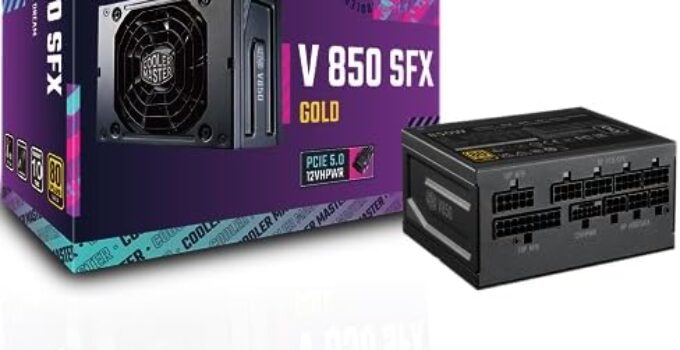 Cooler Master V850 SFX Gold ATX3.0 Full Modular Power Supply, 850W SFX, 80+ Gold, 90-Degree 12VHPWR PCIe 5.0 Connector, SFX-to-ATX Bracket, Silent Fan, 10 Year Warranty (MPY-8501-SFHAGV-3US)