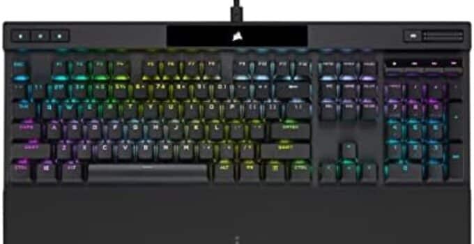Corsair K70 RGB PRO Wired Mechanical Gaming Keyboard (CHERRY MX RGB Blue Switches: Tactile and Clicky, 8,000Hz Hyper-Polling, PBT DOUBLE-SHOT PRO Keycaps, Soft-Touch Palm Rest) QWERTY, NA – Black