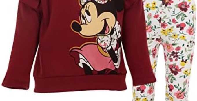 Disney Minnie Mouse Baby Girls Fleece Sweatshirt and Leggings Outfit Set Infant to Big Kid