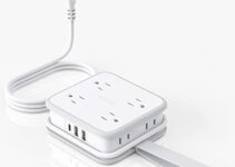 NTONPOWER Flat Plug Power Strip, 8 Outlets and 3 USB (1 USB C), 3 Side Outlet Extender, 5 ft Extension Cord with Multiple Outlets, Wall Mount, Overload Protection, Compact Power Strip for Home Office