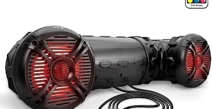 Pyle Marine ATV Powered Speakers – 4.0 Wireless Bluetooth, 1000Watt, Color Changing LED Lights, IP44 Waterproof, 8“ Dual Audio Sound System for UTV, Golf Carts, Jetski and Snowmobile – PLATV85BT.5
