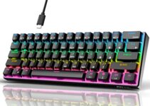 RK ROYAL KLUDGE RK61 Wired 60% Mechanical Gaming Keyboard RGB Backlit Ultra-Compact Hot-Swappable Blue Switch Black