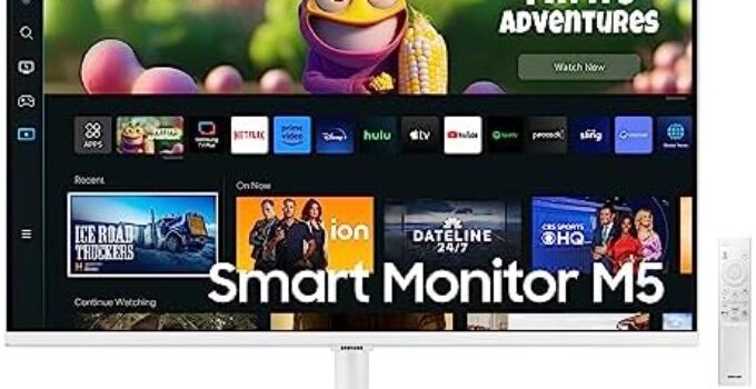 SAMSUNG 27″ M50C Series FHD Smart Monitor w/Streaming TV, 4ms, 60Hz, HDMI, HDR10, Watch Netflix, YouTube and More, IoT Hub, Mobile Connectivity, LS27CM501ENXZA, White