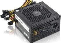 SENLIFANG ATX 500W 12V 80 Plus Gold Certified, Non-Modular Active PC Power Supply with Auto-Thermally Controlled 120mm Fan