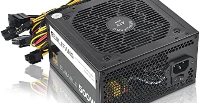 SENLIFANG ATX 500W 12V 80 Plus Gold Certified, Non-Modular Active PC Power Supply with Auto-Thermally Controlled 120mm Fan