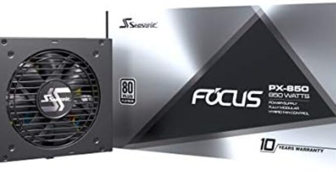 Seasonic Focus PX-850, 850W 80+ Platinum Full-Modular, Fan Control in Fanless, Silent, and Cooling Mode, 10 Year Warranty, Perfect Power Supply for Gaming and Various Application, SSR-850PX.