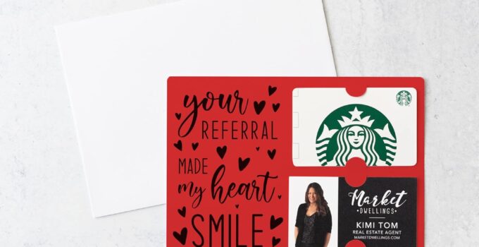 Set of "Your Referral Made My Heart Smile" Gift Card & Business Card Holder Mailer | Envelopes Included | M2-M008