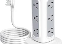 Surge Protector Power Strip Tower, TROND Power Strip with 4 USB Ports(1 USB C), 12 Widely Spaced Outlets, Flat Plug 6 Feet Extension cord, Overload Protection for Home Office Supplies, Dorm Essentials