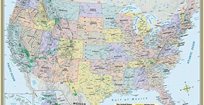 U.S. Map Poster (32 x 50 inches) – Paper: – a QuickStudy Reference