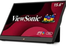 ViewSonic VA1655 15.6 Inch 1080p Portable IPS Monitor with a Built-in Stand, Mobile Ergonomics, USB C, Mini HDMI and Protective Case for Home and Office,Black