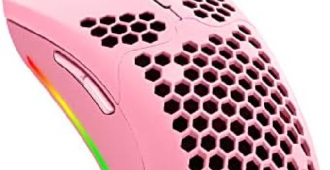 ZIYOU LANG Wired Lightweight Gaming Mouse,6 RGB Backlit Mouse with 7 Buttons Programmable Driver,6400DPI Computer Mouse,Ultralight Honeycomb Shell Ultraweave Cable Mouse for PC Gamers,Xbox,PS4(Pink)