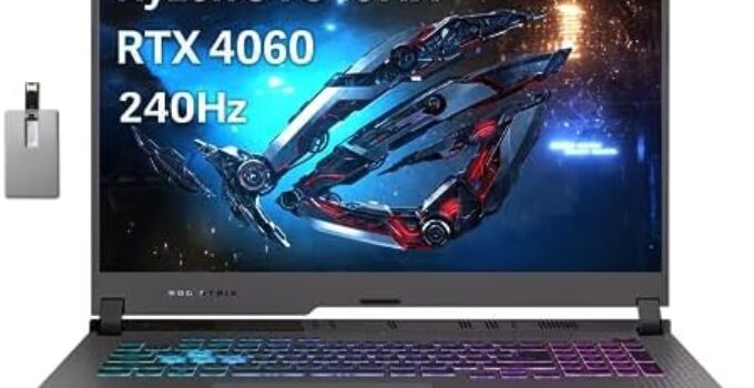 asus ROG Strix G17 (2023) Gaming Laptop, 17.3” QHD 240Hz Display, AMD Ryzen 9 7845HX, GeForce RTX 4060, 32GB DDR5 RAM, 1TB PCIe SSD, RGB Backlit Keyboard, Win 11 Pro, Gray, 32GB Snowbell USB Card