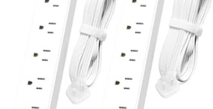 2 Pack Power Strip Surge Protector – 7 Outlets 4 USB Ports (2 USB C), Maxpw Ultra Thin Flat Extension Cord & Flat Plug, 10 Ft & 6 Ft, 1875W/15A, 1700 Joules, Wall Mount for Home Office Dorm, White