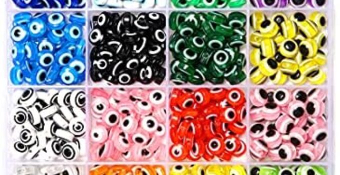 24 Style 800 pcs Evil Eye Beadsfor Jewelry Making, Charms with 1mm Hole