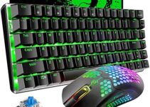 80% Gaming Keyboard and Mouse,3 in 1 Gaming Set,Blue LED Backlit Wired Gaming Keyboard,RGB Backlit 12000 DPI Lightweight Gaming Mouse with Honeycomb Shell,Large Mouse Pad for PC Game