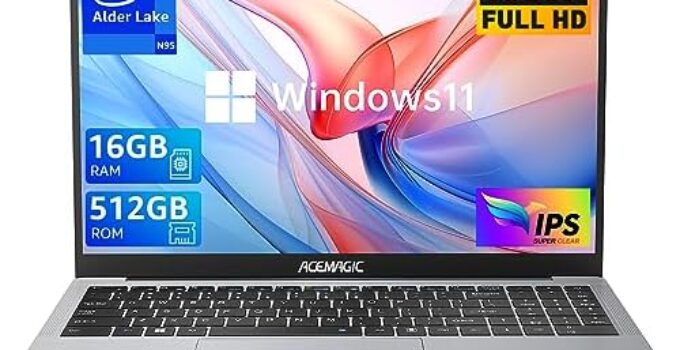 ACEMAGIC Laptop Computer Intel Quad-Core 12th Alder Lake N95(Up to 3.4GHz), 16GB DDR4 512GB SSD Windows Laptop with Metal Body Support 15.6″ FHD, WiFi, BT5.0, Speaker, Mic, USB3.2, Type_C