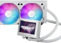 ASUS ROG Ryujin III 240 ARGB WHT All-in-one Liquid CPU Cooler with 240mm Radiator. Asetek 8th gen Pump, 2X Magnetic 120mm ARGB Fans (Daisy Chain Design), 3.5” LCD Display.,White