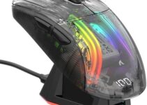 ATTACK SHARK X2 Pro Wireless Gaming Mouse with RGB Charging Dock,Tri-Mode PC Gaming Mice 2.4G/Bluetooth/Wired,Noiseless Mouse RGB Backlit,Transparent Shell,PixArt 3212 4000 DPI,for Win/MAC,Black