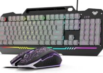 AULA Gaming Keyboard, 104 Keys Gaming Keyboard and Mouse Combo with RGB Backlit, All-Metal Panel, Anti-Ghosting, PC Gaming Keyboard and Mouse, Wired Gaming Keyboard Mouse Combo for MAC Xbox PC Gamers