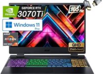 Acer Nitro 5 Gaming Laptop – 15.6″ QHD FreeSync 165Hz IPS, 8-Core AMD Ryzen 7 6800H(>i9-11950H), NVIDIA GeForce RTX 3070 Ti GDDR6, Win11 PRO, MUX Switch, RGB Backlit, W/HDMI (64GB RAM | 2TB PCIe SSD)