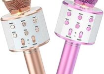 Ankuka Kids Karaoke Microphone 2 Pack, Wireless Bluetooth Karaoke Microphone for Singing Portable Handheld Mic Speaker Machine, Christmas Birthday Gifts for Girls Ages 4, 5, 6, 7, 8, 9, 10, 12+
