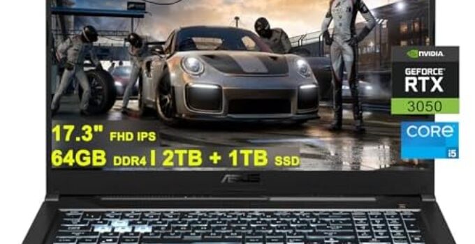 Asus TUF F17 Gaming Laptop | 17.3″ FHD 144Hz | Intel 6-Core i5-11400H >i7-10870H | 64GB DDR4 2TB + 1TB SSD | GeForce RTX 3050 4GB Graphic | Backlit Thunderbolt4 Win11 Black + 32GB MicroSD Card
