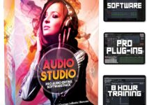 Audio Software Audacity and Professional DAW Music Podcast Editor, Recorder, Converter for Windows and Mac with Plug-ins, AI, Beginner to Pro Training, Samples | 32GB USB Bundle