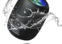 Bobtot Bluetooth Speaker – Portable Speakers with Loud Stereo Sound and Colorful Lights, 25H Playtime, Dual Pairing Wireless Speaker, Small Waterproof Speaker Supporting AUX/USB Driver/TF Card Input