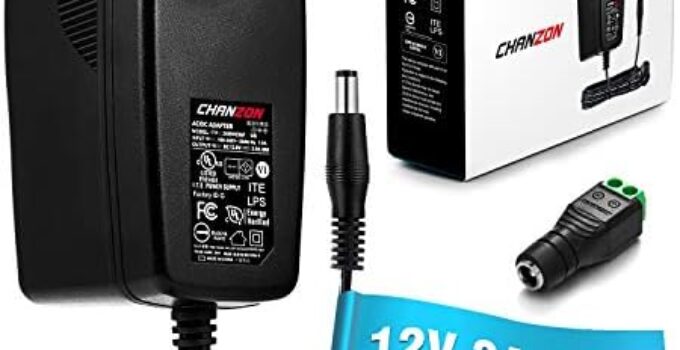 Chanzon 12V 3A UL Listed 36W AC DC Switching Power Supply Adapter (Input 100-240V, Output 12 Volt 3 Amp) Wall Wart Transformer Charger for DC12V LED Strip Lights CCTV Cameras (6Ft Cord, 36 Watt Max)