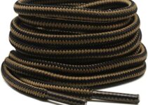 DELELE 2 Pair Round Boot Laces Outdoor Hiking Walking Shoelaces Rope Dual Coloured Striped Shoe Lace Work Shoe Strings
