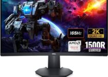 Dell 27 Curved Gaming Monitor – 27″ QHD (2560 x 1440) – 165Hz Refresh Rate – VA Panel – 1ms MPRT – 1500R Curved – 3000: 1-16.8 Million Colors – AMD FreeSync Premium – Low Blue Light – Flicker-Free