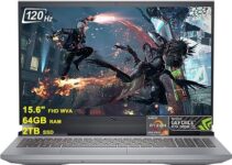 Dell G15 Gaming Laptop 15.6″ Full HD 120Hz Anti-Glare Display AMD Hexa-Core Ryzen 5 6600H Processor (Beat i7-11370H) 64GB RAM 2TB SSD GeForce RTX 3050 4GB Graphics Backlit HDMI USB-C Win11 Silver