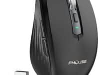 FMOUSE Wireless Mouse for Laptop, Ergonomic Bluetooth Mouse with Tri-Mode (Dual Bluetooth + 2.4GHz) 2400 DPI USB C Rechargeable Silent Mice for PC Computer Desktop (Black)