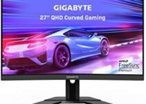 GIGABYTE G27QC 27″ 165Hz 1440P Curved Gaming Monitor, 2560 x 1440 VA 1500R Display, 1ms (MPRT) Response Time, 92% DCI-P3, HDR Ready, FreeSync Premium, 1x Display Port 1.4
