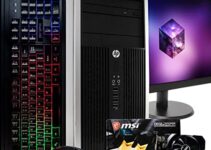 HP Gaming PC Computer, Quad-Core Intel i5, NVIDIA GeForce GT 730 2GB, 8GB DDR3 RAM, 512GB SSD, WiFi, Windows 10, 24 Inch Monitor, Gaming Keyboard and Mouse (Renewed)
