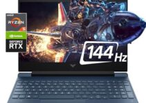 HP Victus 15 Gaming Laptop -15.6″ FHD IPS 144Hz – AMD 7000 Ryzen 5 7535HS (Beats i7-11800H) – GeForce RTX Graphics – Backlit – USB-C B&O Win11 Black + HDMI Cable (16GB | 1TB SSD)