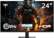 KTC 24 Inch 1080P Full HD Computer Monitor, 100Hz HDR10 Frameless Gaming Monitor with Freesync, HDMI & VGA Ports PC Monitor for Working, VESA, Tilt Adjustable, Eye Care, H24V13