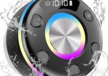 OYIB Bluetooth Shower Speaker, Portable Bluetooth Speaker 360° HD Sound, RGB Lights, FM Radio, IPX7 Waterproof Wireless Speaker with Suction Cup and Mic, Shower Radio for Party/Outdoor/Travel/Gifts
