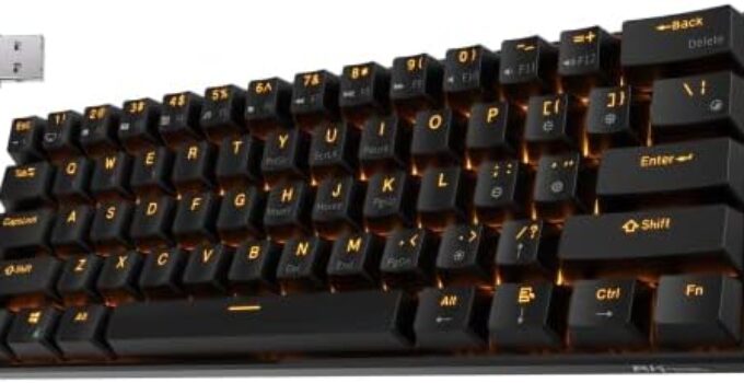 RK ROYAL KLUDGE RK61 Wireless 60% Triple Mode BT5.0/2.4G/USB-C Mechanical Keyboard, 61 Keys Bluetooth Mechanical Keyboard, Compact Gaming Keyboard with Software (Hot Swappable Blue Switch, Black)