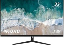 ReHisk 32 Inch 4K UHD (3840 x 2160) IPS Computer Monitor for Home and Office with 60Hz, USB-C, Build-in Speakers, VESA Compatible, Tilt Adjustable Stand, Eye Saver and AMD FreeSync