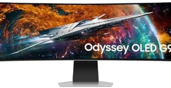 SAMSUNG 49″ Odyssey OLED G9 G95SC Series Curved Smart Gaming Monitor, 240Hz, 0.03ms, Dual QHD, Neo Quantum Processor Pro, DisplayHDR 400, AMD FreeSync Premium Pro, LS49CG954SNXZA, 2023