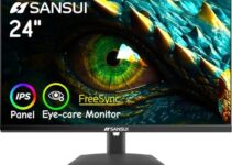 SANSUI Computer Monitor 24 inch 1080P PC Monitor IPS Eye Care Display FHD 75 x 75 mm VESA with HDMI,VGA Ports Frame-Less/Dual Speakers for Office and Home(ES-24X5AL)